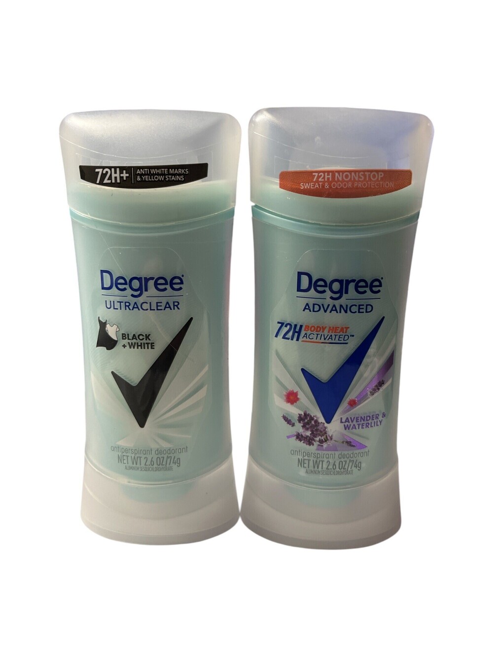 2 Pack Degree Antiperspirant Deodorant Black White & Lavender Waterlily 2.6 oz